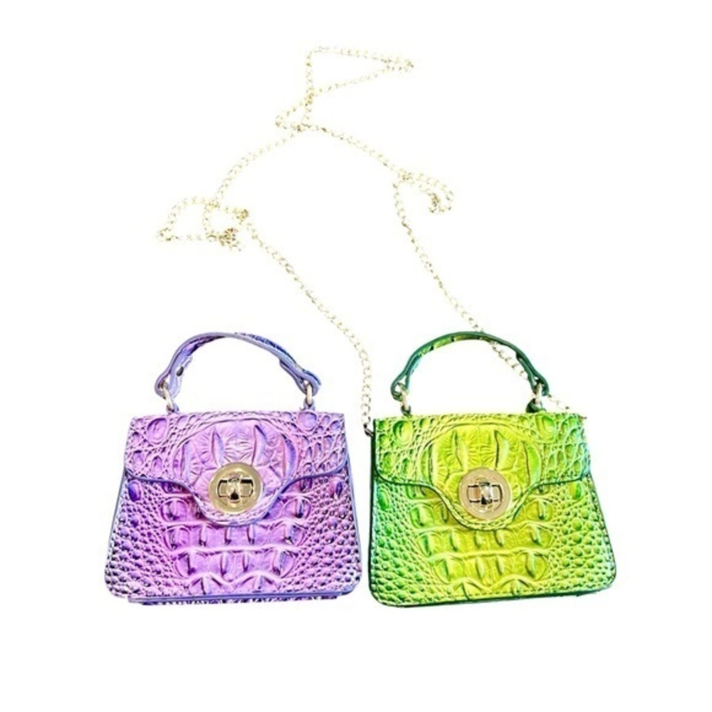 Vibrant Mini Croc-Embossed Handbag Duo